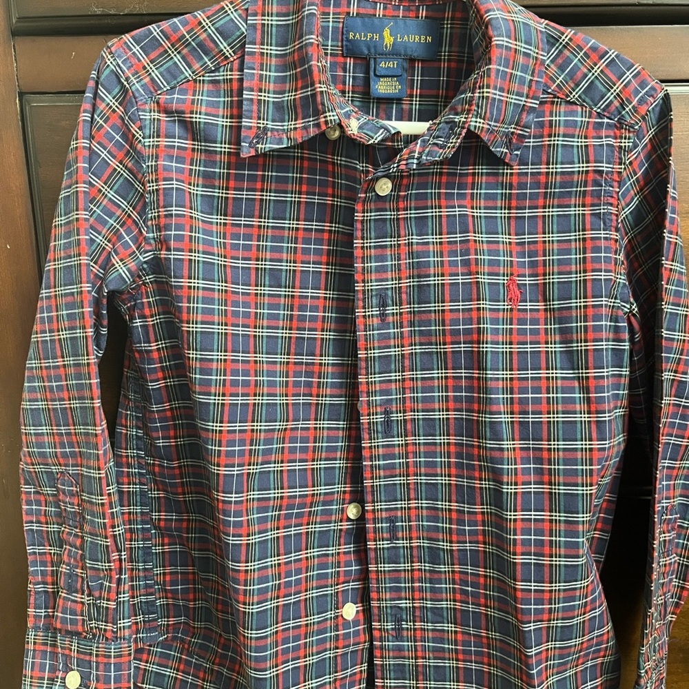 Ralph Lauren Kids Red and Blue Plaid Button Down Shirt